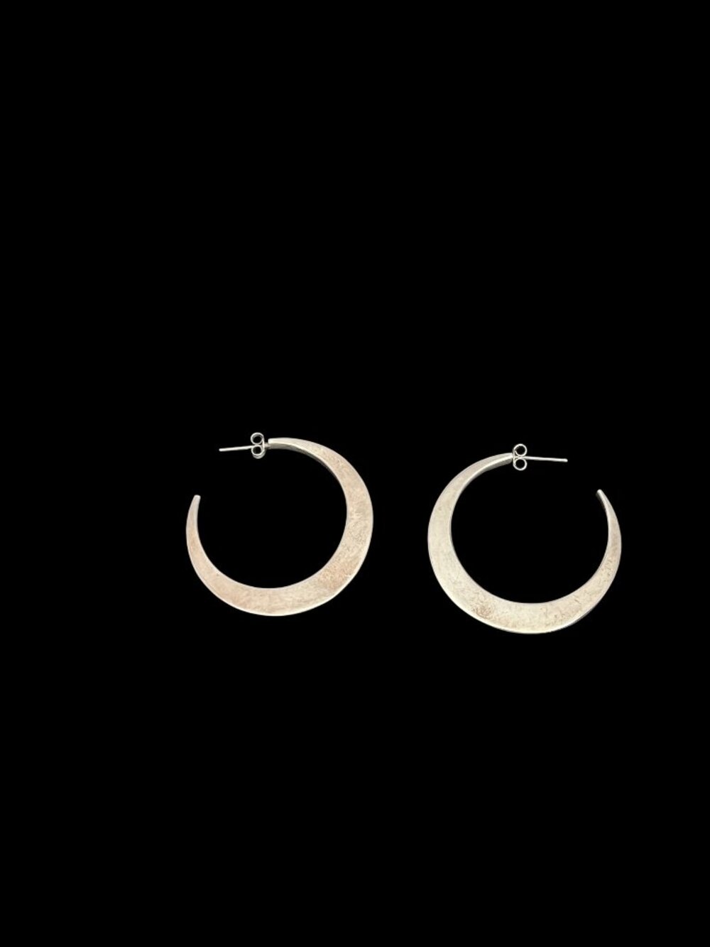 Sterling Silver Crescent Hoop Earrings Minimalist Design